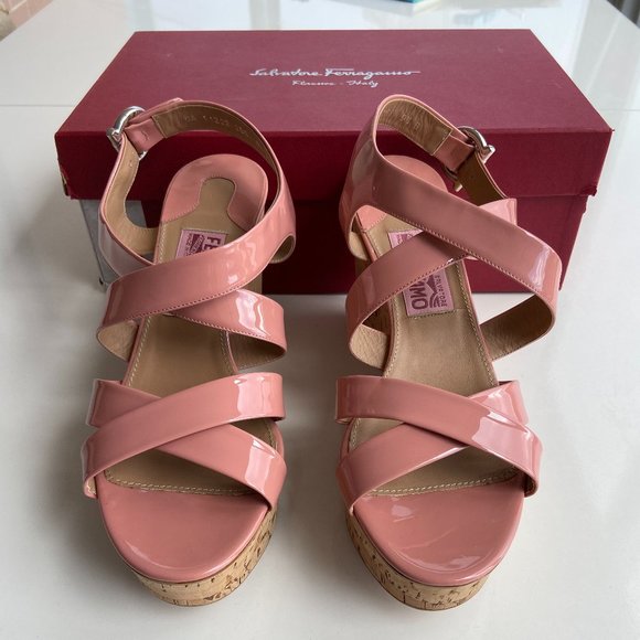 Salvatore Ferragamo Shoes - Salvatore Ferragamo Women Persy Wedges Sandal 9.5C